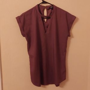 Express, Medium, deep mauve keyhole blouse